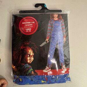 Chucky Child Costume Jumpsuit Large 12 14 Good Guys Horror Halloween Kids